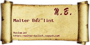Malter Bálint névjegykártya